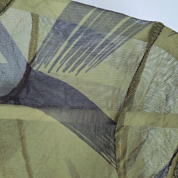 Lisa Bayne Green Semisheer Mesh Lagenlook Tunic Top Painterly Women's Size Small - Picture 7 of 11